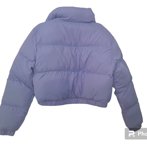 Looking Brand New Cropped Puffer Jacket- Light Blue - Picture 5 of 8
